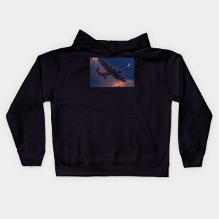 RAF Avro Lancaster Bomber in Moonlight Sky Kids Hoodie